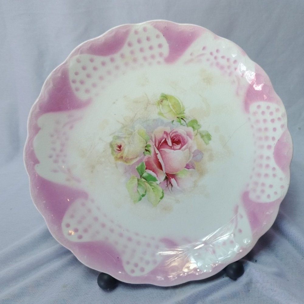 Floral Pink Ceramic Plate